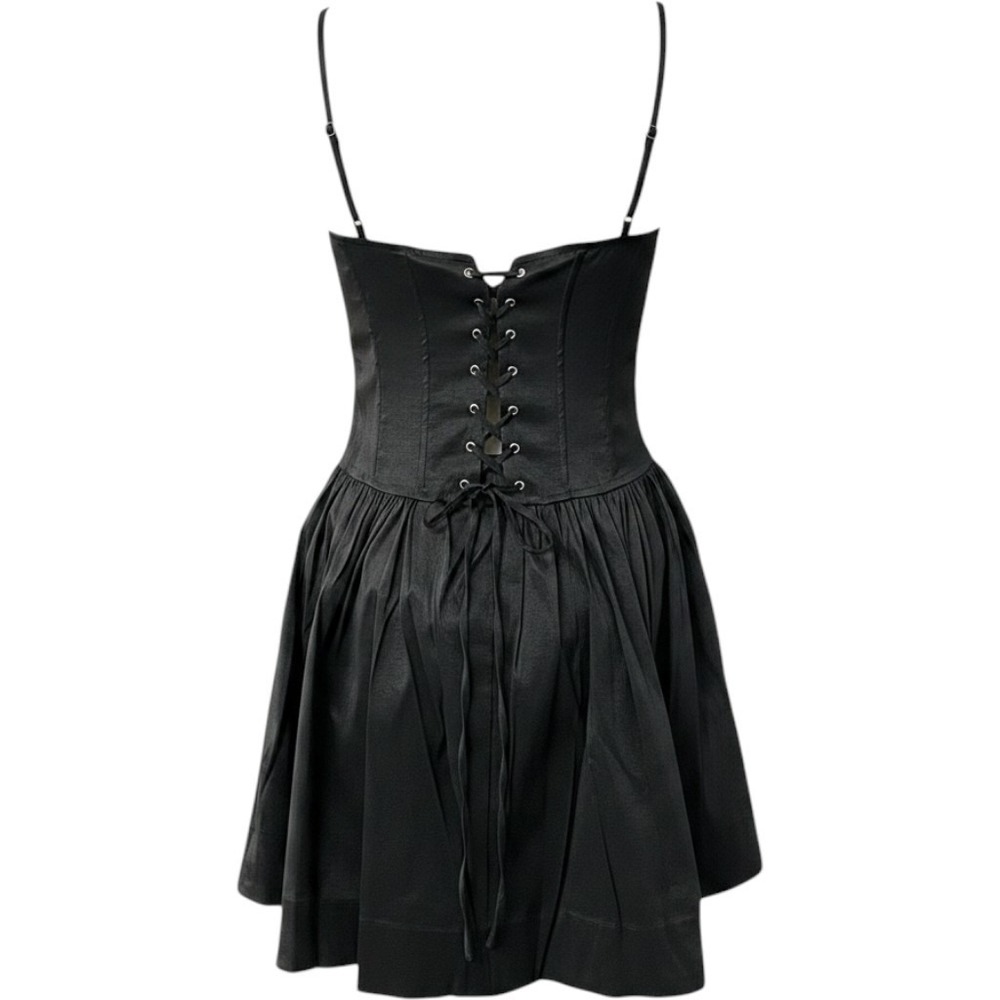 Novaluxe Dress Black Coreset Naya Poplin Mini L Goth Fairy Grunge Vamp Event
